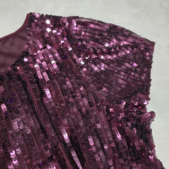 Marina Dark Purple Sequined Mini Cocktail Dress, Stretchy, Size 10, EUC! - Picture 8 of 10